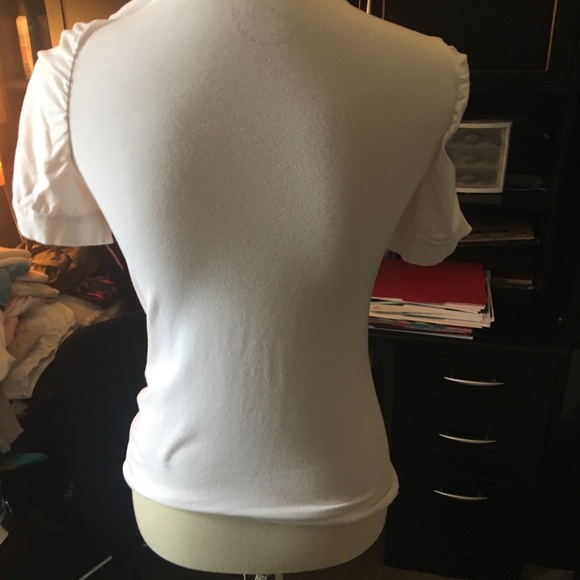 INC White Puffy Sleeve T-shirt - M - Picture 2 of 3